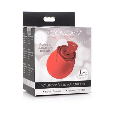 Bloomgasm 10X Wild Rose Silicone Suction Clit Stimulator in Red