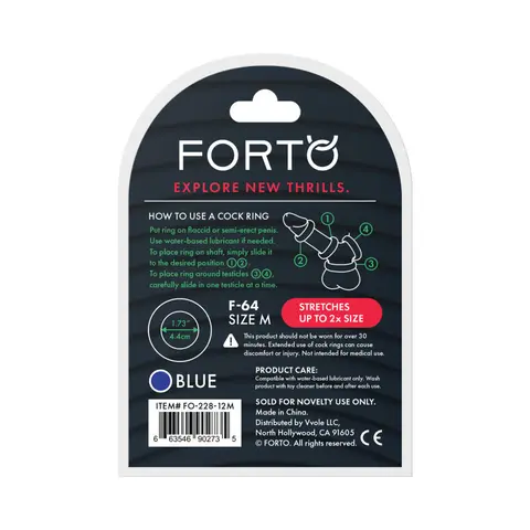 Forto F-64 Wide Liquid Silicone Cockring Medium in Blue