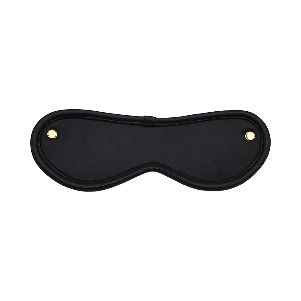 Rouge Leather Blindfold Black with Gold Accessories