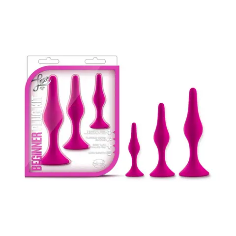 Luxe 3-Piece Silicone Beginner Plug Kit in Pink