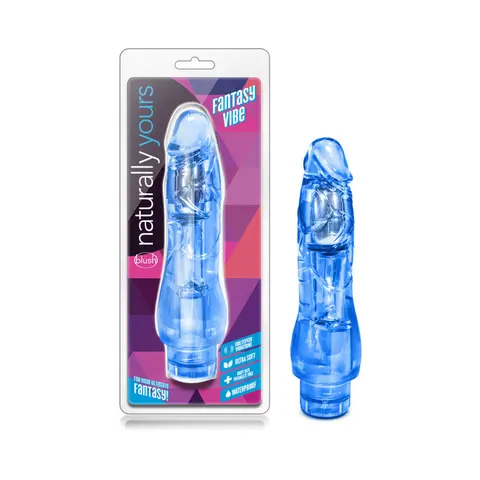 Naturally Yours Fantasy Vibe Realistic 8.5 in. Vibrating Dildo in Blue