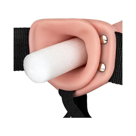 RealRock Realistic 6 in. Hollow Strap-On in Beige