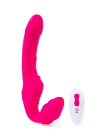 strapless together vibrating strapless strap-on dildo