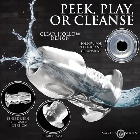 Master Series Dicked Clear Hollow Anal Plug Small