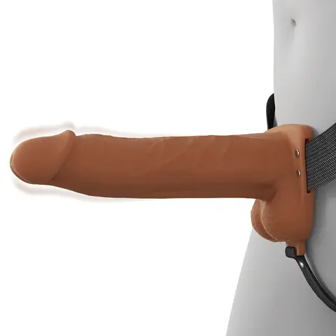 Fantasy X-Tensions Elite Vibrating Hollow Silicone Strap-On 8 in. in Brown