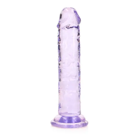 RealRock Crystal Clear Straight 6 in. Dildo Without Balls in Purple