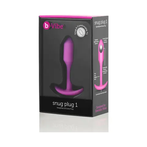 B-Vibe Snug Plug 1 Weighted Silicone Anal Plug in Fuchsia