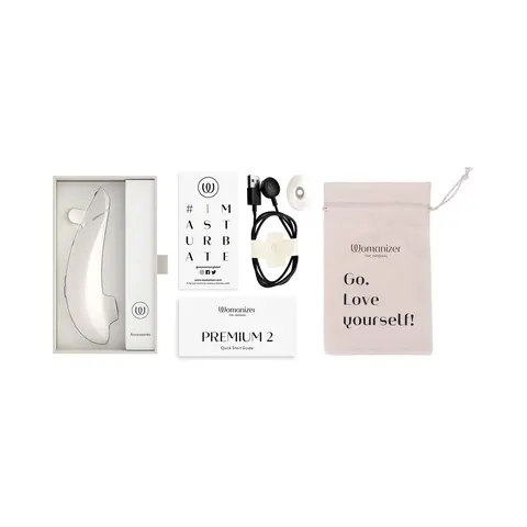Womanizer Premium 2 Rechargeable Silicone Luxurious Pleasure Air Clitoral Stimulator in Gray