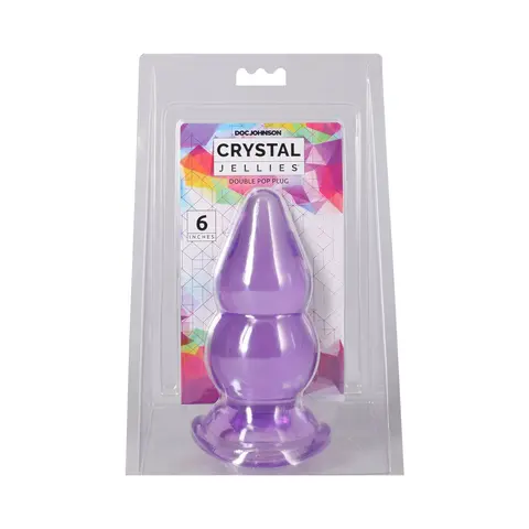 Crystal Jellies Double Pop Plug 6 in. in Purple