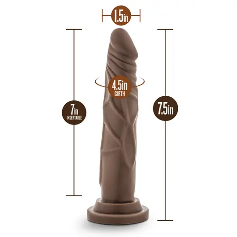 Dr. Skin Silicone Dr. Carter Realistic 7 in. Posable Dildo in Brown