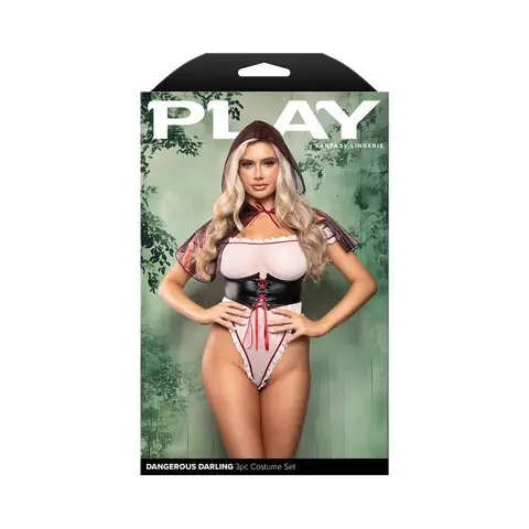 Fantasy Lingerie Play Dangerous Darling 3-Piece Costume Set M/L