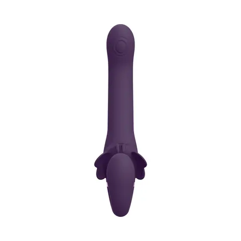 VIVE SATU Rechargeable Triple Motor Pulse-Wave Vibrating Silicone Strapless Strap-On Purple