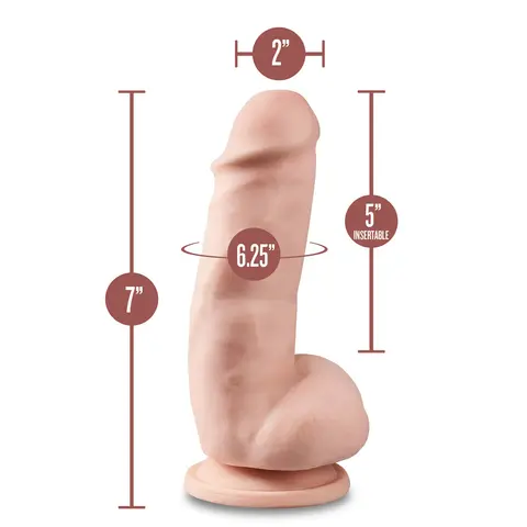 Dr. Skin Plus Girthy 7 in. Triple Density Posable Dildo with Balls in Beige