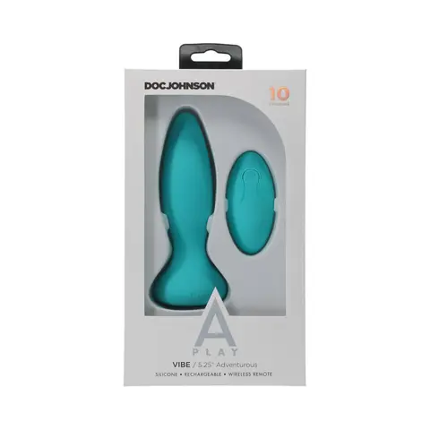A-Play Vibe Adventurous Rechargeable Silicone Anal Plug with Remote in Teal