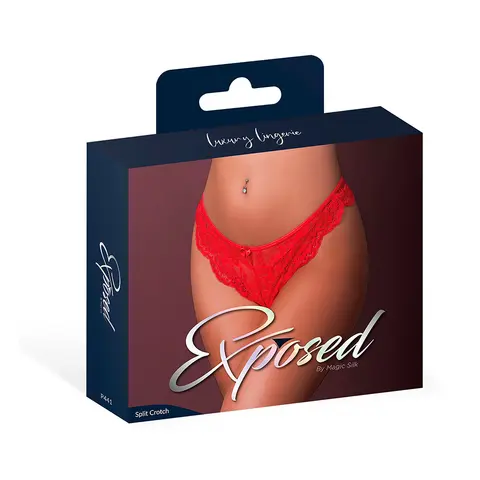 Magic Silk Sugar High Split Crotch Panty Red S/M