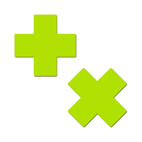 Pastease Plus X: Glow-in-the-Dark Neon Yellow Cross Pasties Nipple Covers