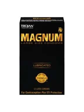 Trojan Magnum Large Size 12 Count Lubricated Latex Condoms