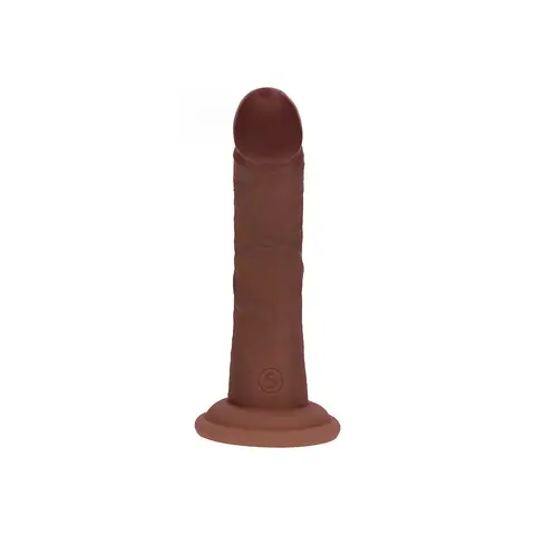 Realrock Dual Density Silicone Realistic Curved Dildo 6 in. in Brown