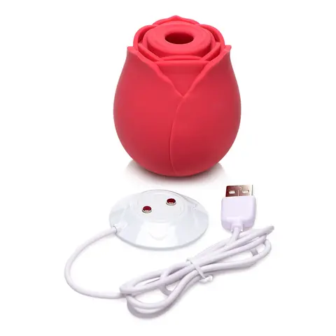 Bloomgasm 10X Wild Rose Silicone Suction Clit Stimulator in Red