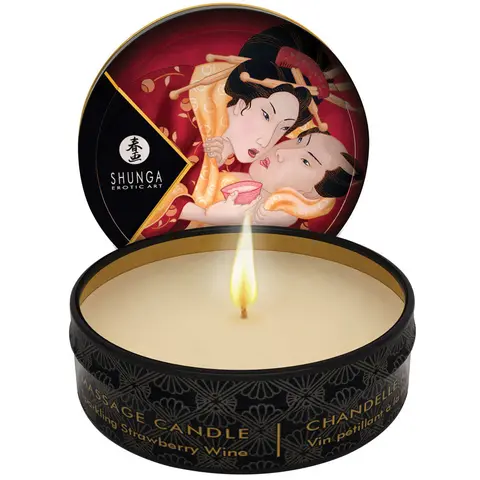 Shunga Mini Massage Candle Sparkling Strawberry Wine 1 oz.
