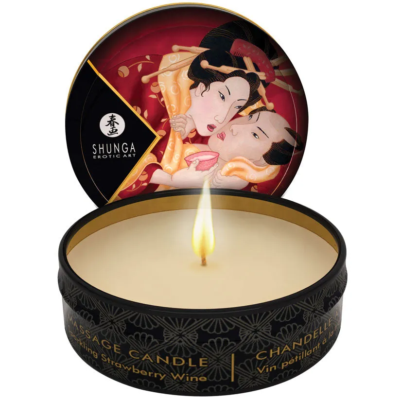 Shunga Mini Massage Candle Sparkling Strawberry Wine 1 oz.