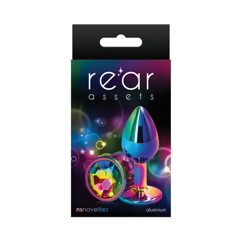 Rear Assets Metal Anal Plug Small in Multicolor/Rainbow