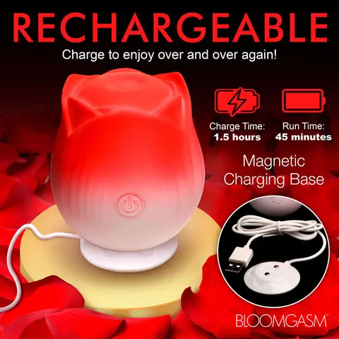 Bloomgasm Pulsing Petals Throbbing Rose Stimulator in Red