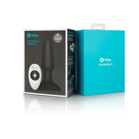 b-Vibe Rimming 2 Rotating and Vibrating Remote Control Plug in Black