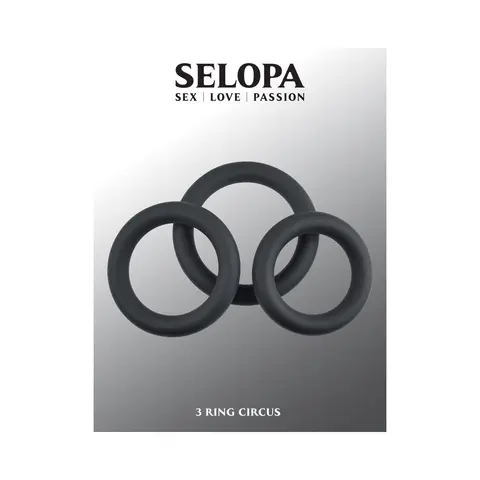 Selopa 3 Ring Circus Cock Ring Set Silicone Black