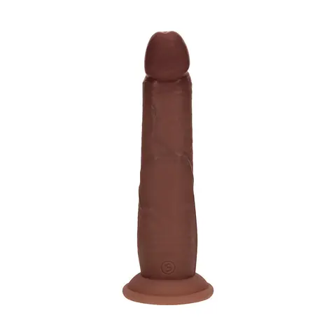 Realrock Sliding Skin Dual Density Silicone Dildo 8 in. in Brown