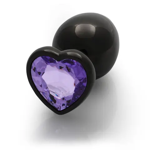 Ouch! Heart Gem Butt Plug Large Gunmetal/Amethyst