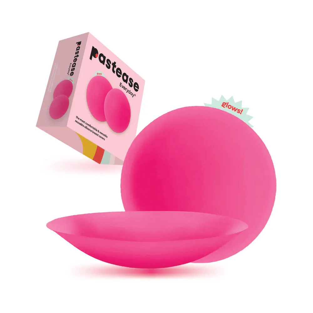 Pastease Halos Reusable Sticky Adhesive Silicone Nipple Cover Neon Pink Glow-in-the-Dark Large D+ Cup in Glow in the Dark