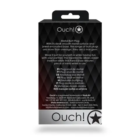 Ouch! Heart Gem Butt Plug Medium Gold/Ruby Red