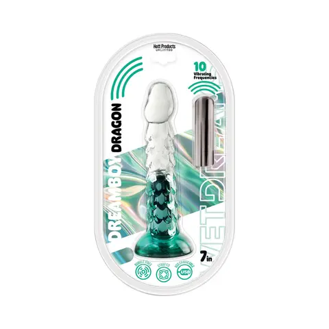 Wet Dreams Dream Boy Dragon Jelly Dildo 10 Freq Bullet Gradient Color 7in Aqua