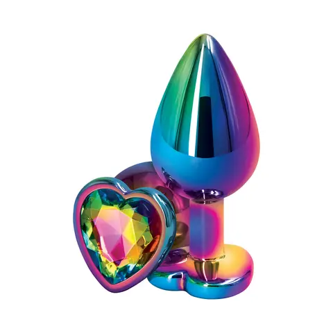 Rear Assets Metal Heart Plug Medium in Multicolor/Rainbow