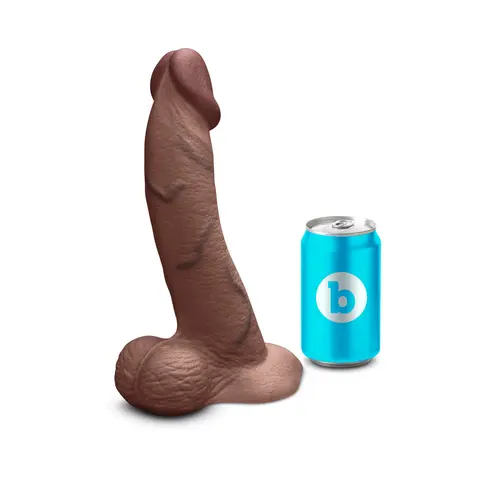 b-Vibe Slipskin Realistic Silicone Dildo 10 in. Curved in Brown