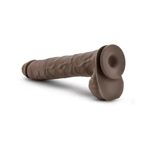 Au Naturel Daddy 14 in. Posable Dual Density Dildo with Balls Brown
