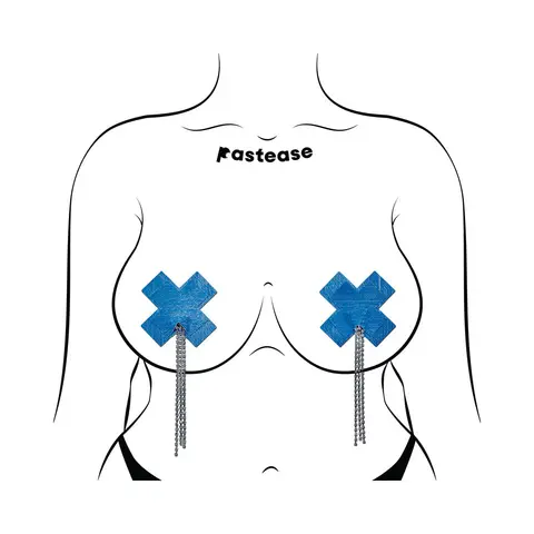 Pastease Tassel Pasties: Denim Plus X with Long Rhinestone Tassel