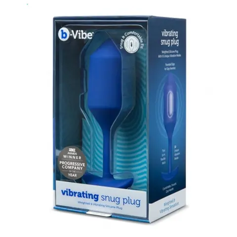 b-Vibe Vibrating Snug Plug 4 Rechargeable Weighted Silicone Anal Plug in Navy