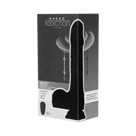 Naked Addiction Noir 8.6 in. Rotating and Thrusting Vibrating Dildo with Remote