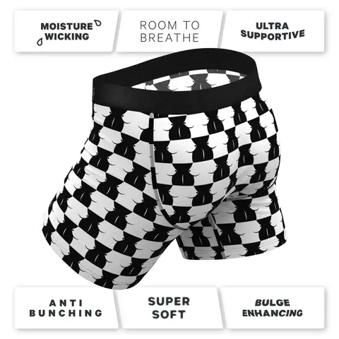 Shinesty The Chest Mate Checkered Ball Hammock Pouch Underwear with Fly 2XL