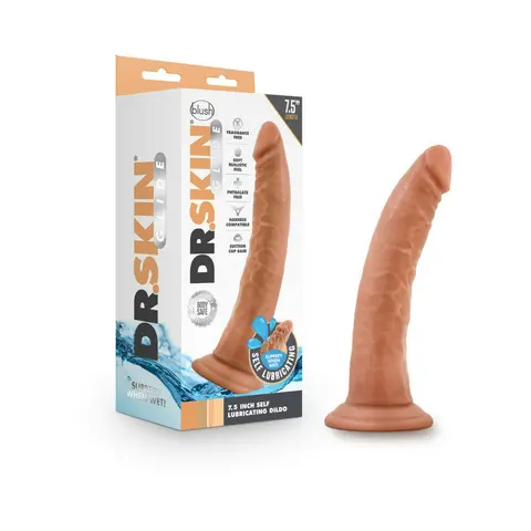 Dr. Skin Glide Realistic 7.5 in. Self-Lubricating Dildo in Tan