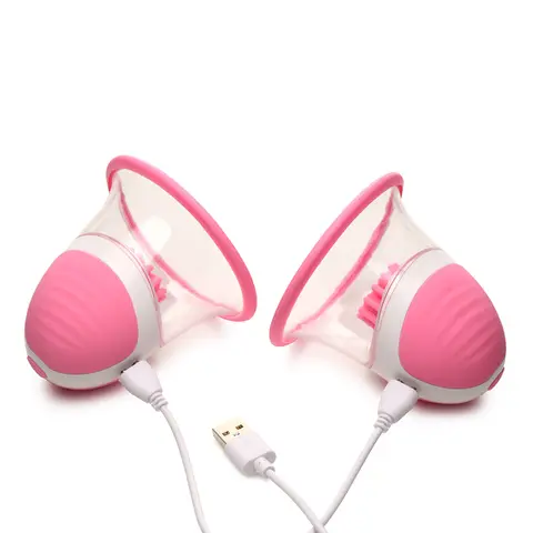 Size Matters 10X Rotating Silicone Nipple Suckers with 4 Attachments in Pink