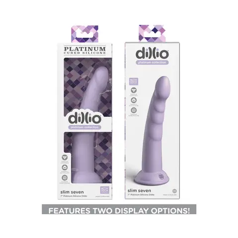 Dillio Platinum Collection Slim Seven 7 in. Silicone Dildo in Purple