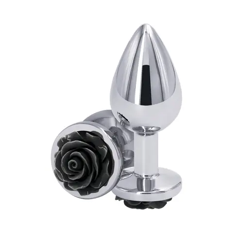 Rear Assets Rose Anal Plug Medium in Black