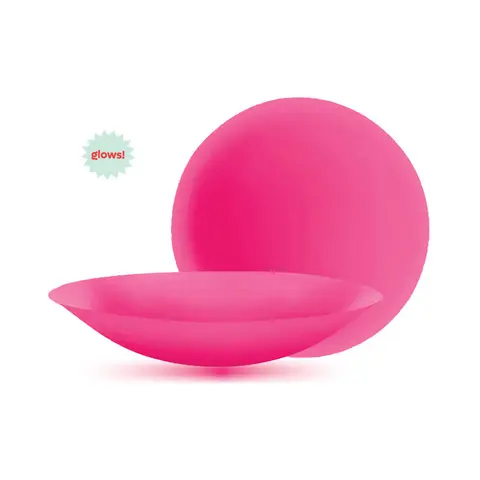 Pastease Halos Reusable Sticky Adhesive Silicone Nipple Cover Neon Pink Glow-in-the-Dark Large D+ Cup in Glow in the Dark