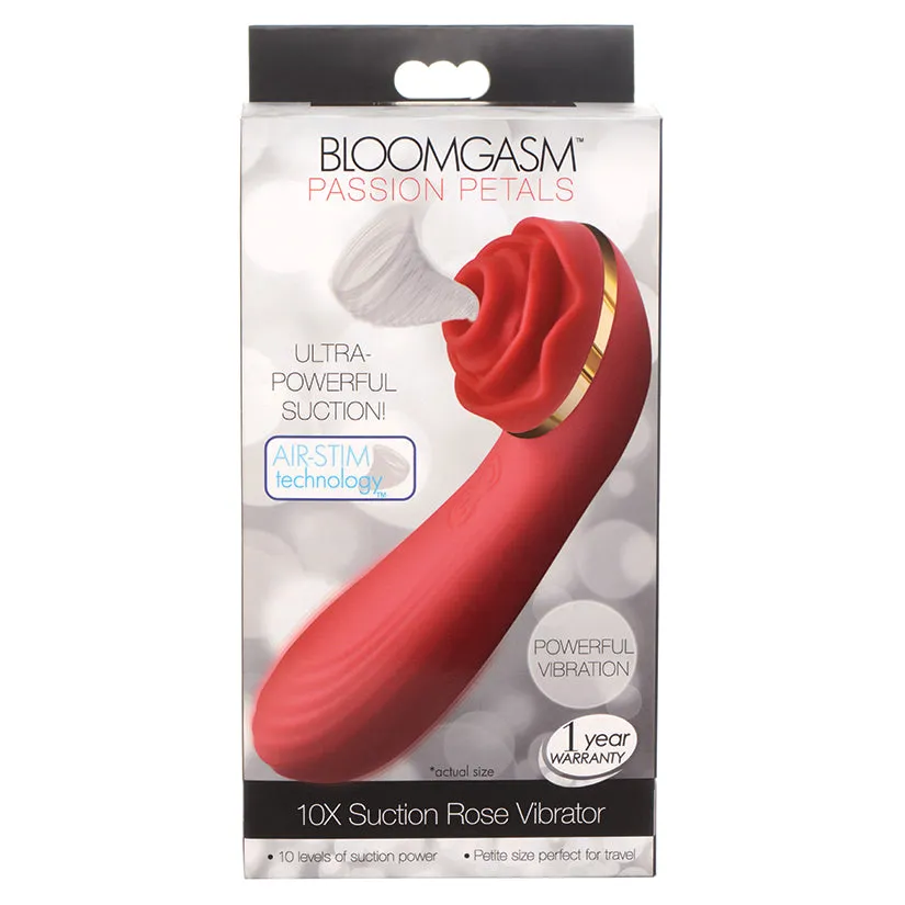 Bloomgasm Passion Petals 10X Silicone Suction Rose Vibrator in Red