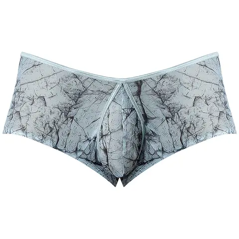 Male Power Marble Mesh Micro Mini Short Silver Blue S
