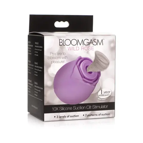 Bloomgasm 10X Wild Rose Silicone Suction Clit Stimulator in Purple