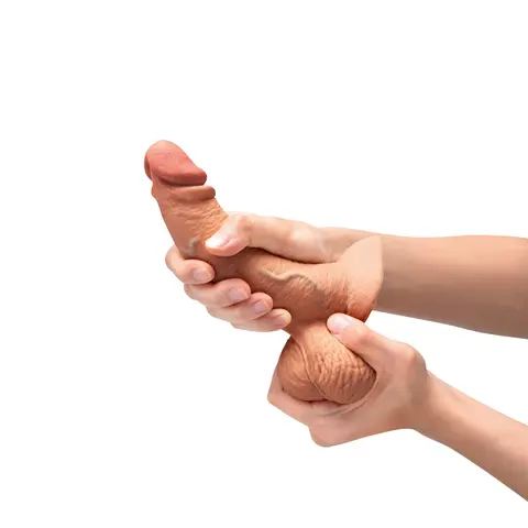 b-Vibe Slipskin Realistic Silicone Dildo 6.5 in. Curved in Mocha